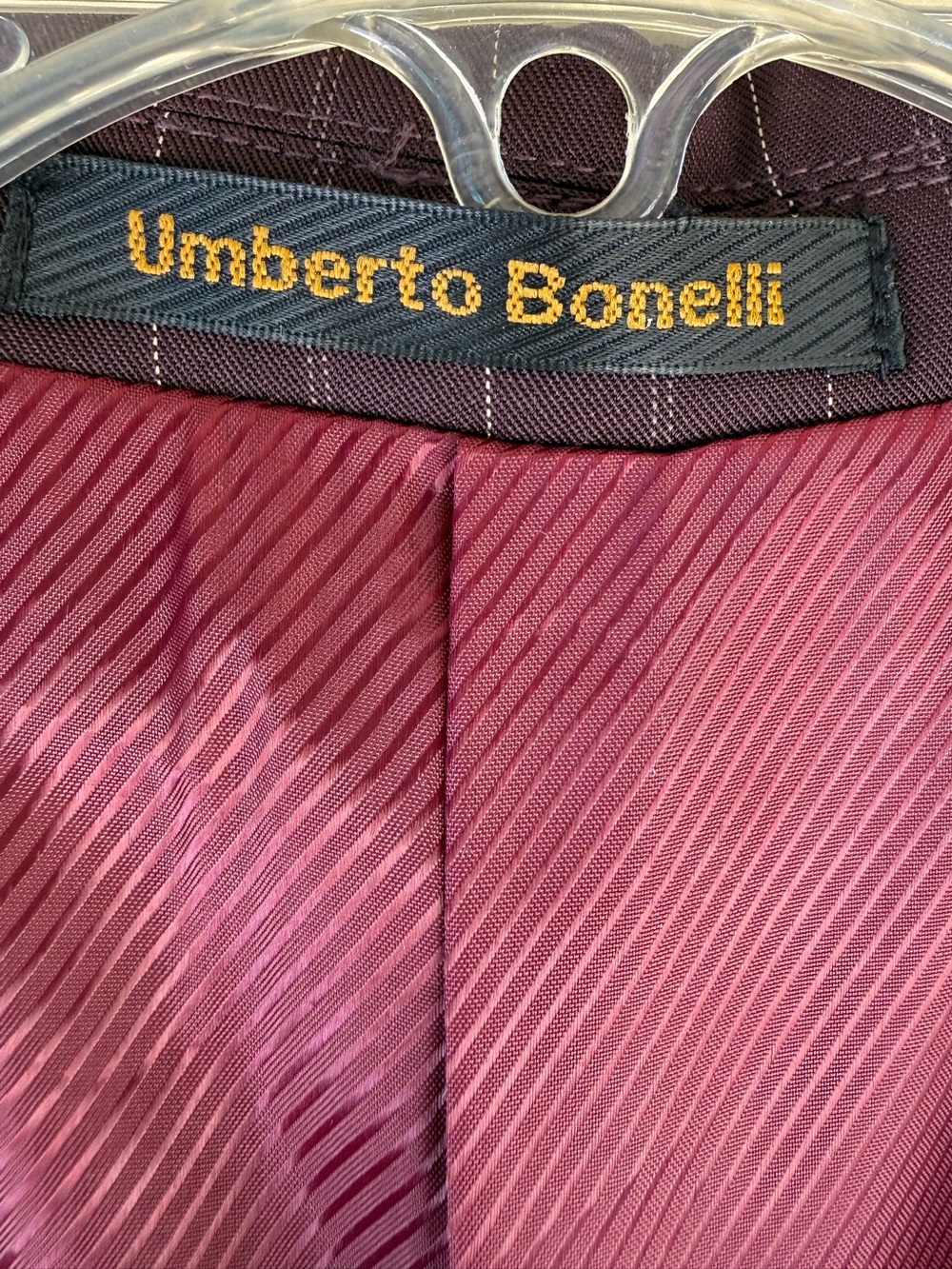 Umberto Bonelli Super 130's Men's Brown Pinstripe Sports Coat Blazer Size 58L - Picture 14 of 15